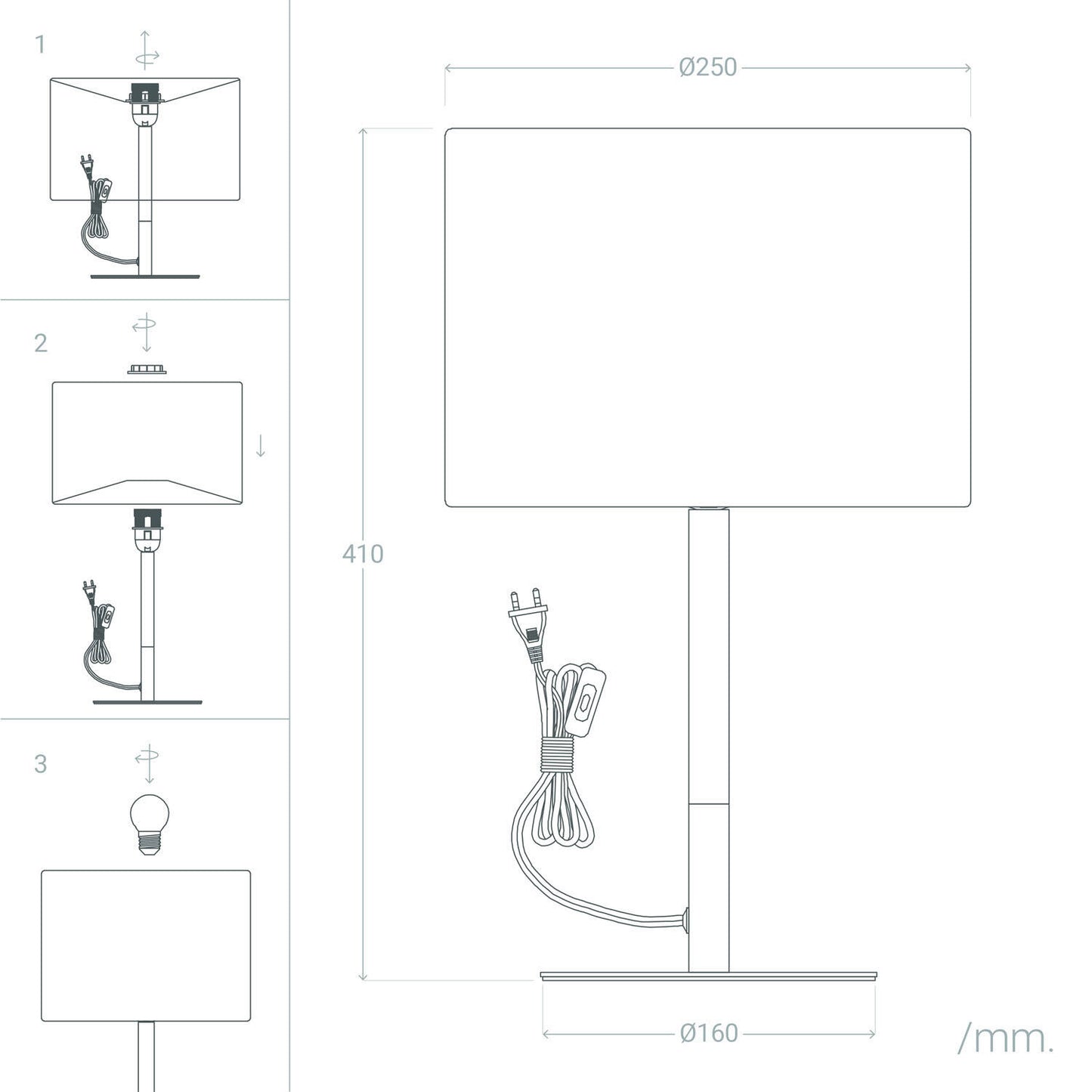Lámpara de Mesa de Metal y Madera Silinda
