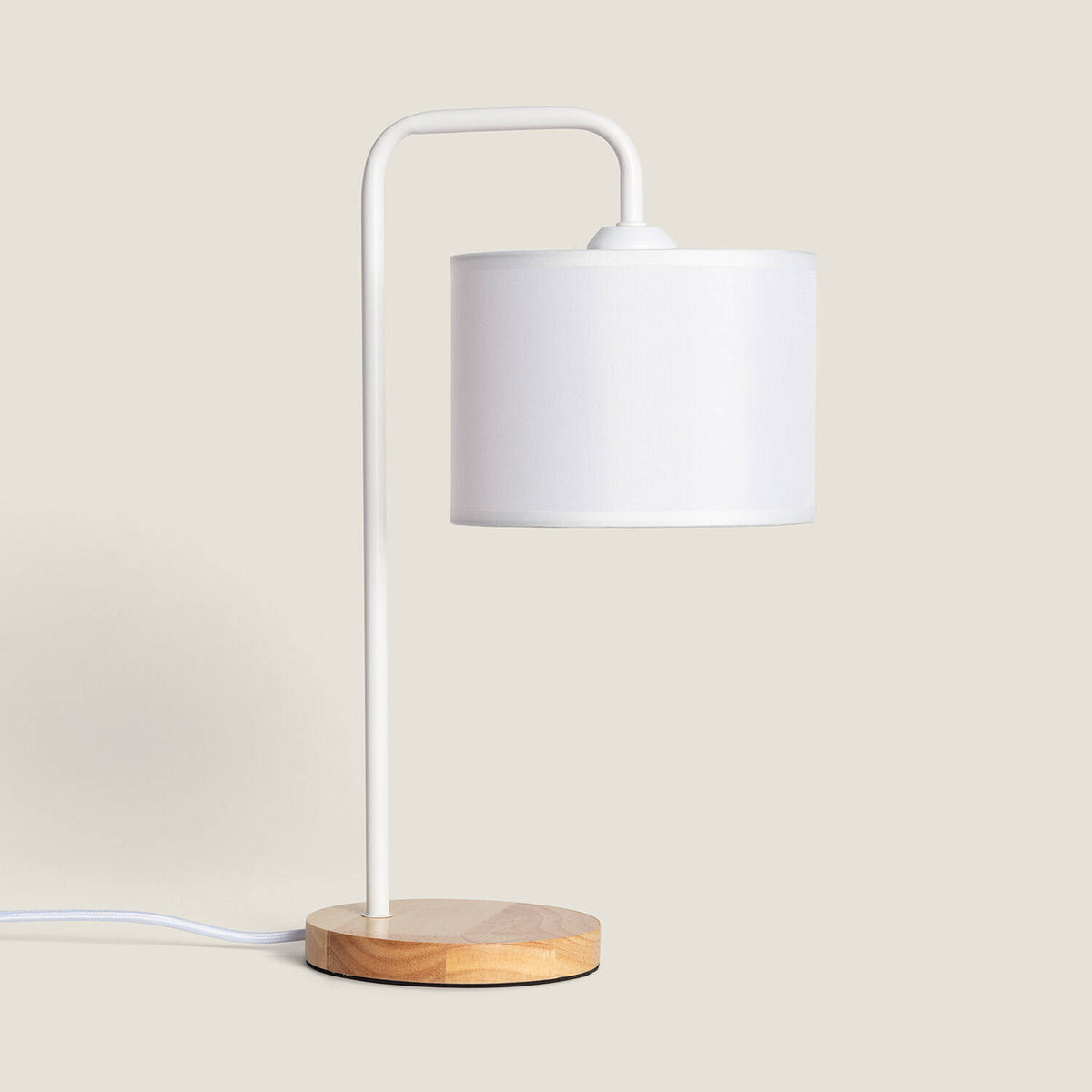 Lámpara de Mesa de Tela y Madera Jedali