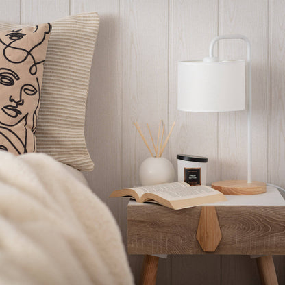 Lámpara de Mesa de Tela y Madera Jedali