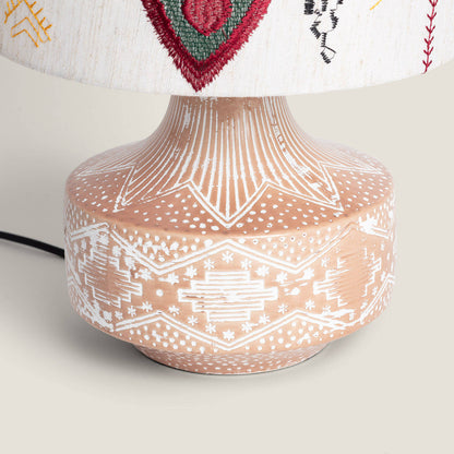 Lámpara de Mesa en Tela y Cerámica Agra