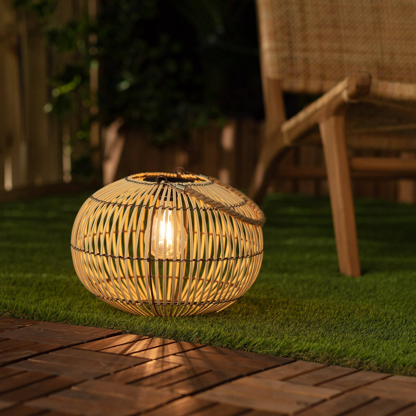 Lámpara de Mesa Exterior Solar LED de Bambú Sipur