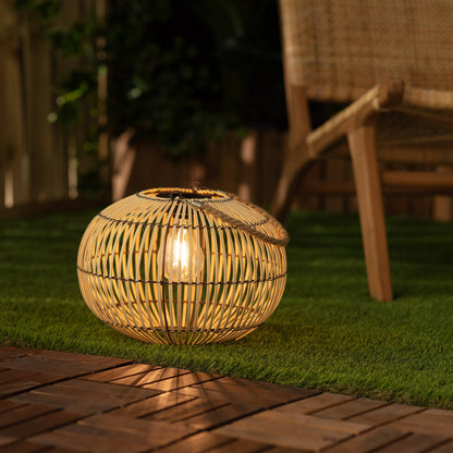 Lámpara de Mesa Exterior Solar LED de Bambú Sipur