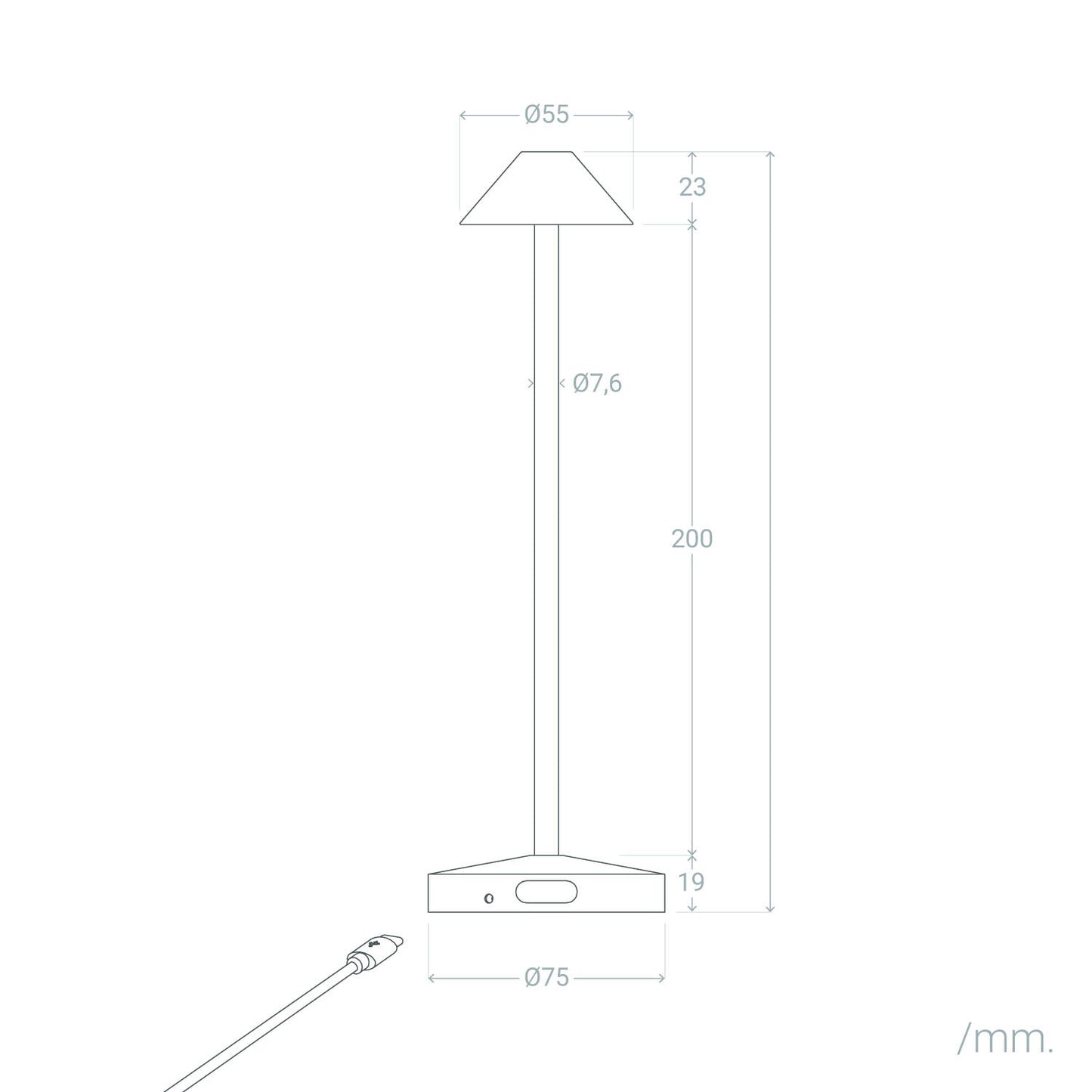 Lámpara de Mesa LED Portátil para Exterior Metal con Batería Recargable Magatzi