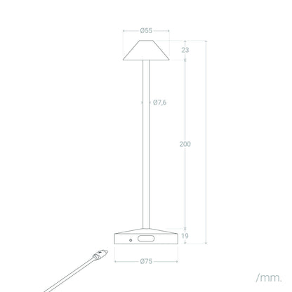 Lámpara de Mesa LED Portátil para Exterior Metal con Batería Recargable Magatzi