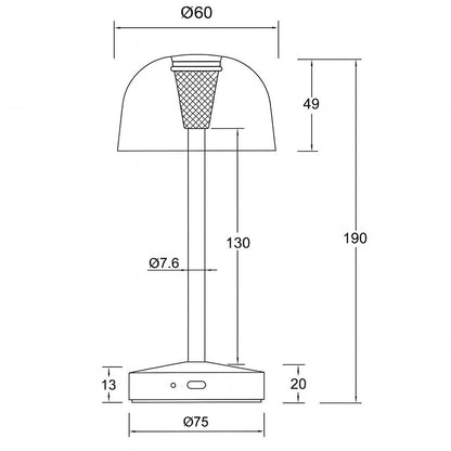 Lámpara de Mesa LED Portátil para Exterior Metal con Batería Recargable Lendora Smoke