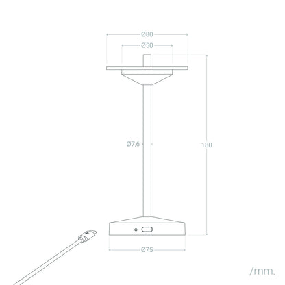 Lámpara de Mesa LED Portátil para Exterior Metal con Batería Recargable Milevani