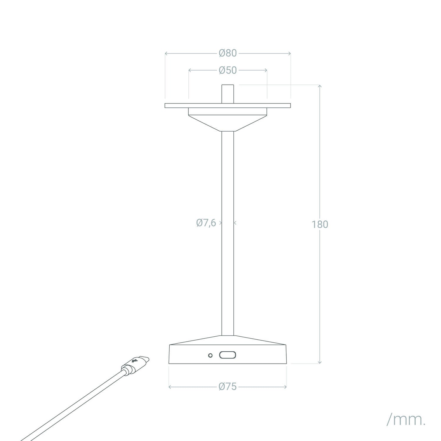 Lámpara de Mesa LED Portátil para Exterior Metal con Batería Recargable Milevani
