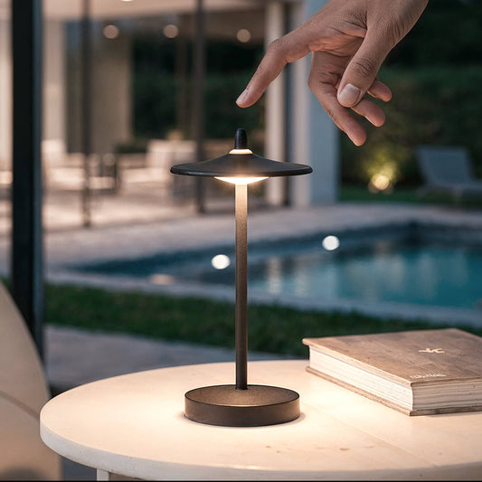Lámpara de Mesa LED Portátil para Exterior Metal con Batería Recargable Milevani