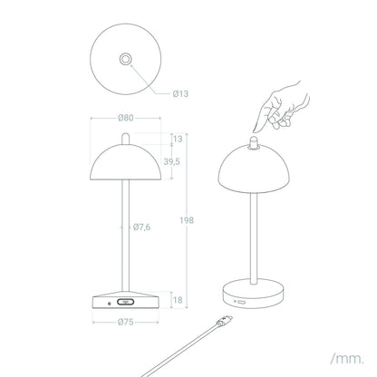 Lámpara de Mesa LED Portátil para Exterior Metal con Batería Recargable Pirinoa