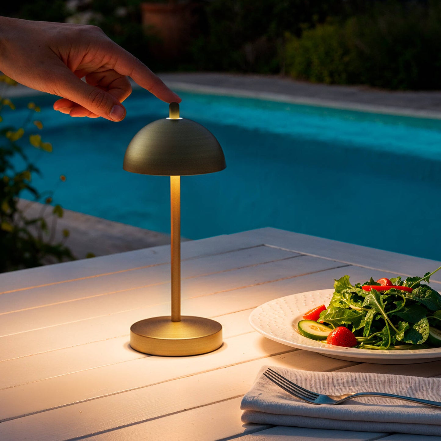 Lámpara de Mesa LED Portátil para Exterior Metal con Batería Recargable Pirinoa