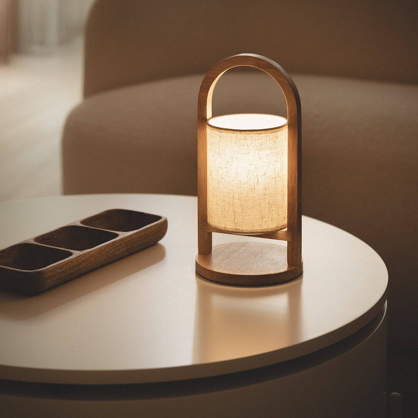 Lámpara de Mesa LED Portátil Madera con Batería USB Recargable Fragosa