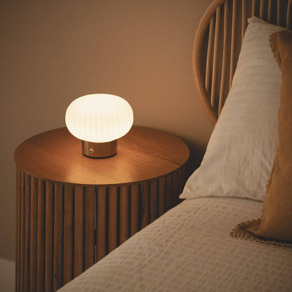 Lámpara de Mesa LED Metal y Cristal Portátil Exterior con Batería USB Recargable Aluzna