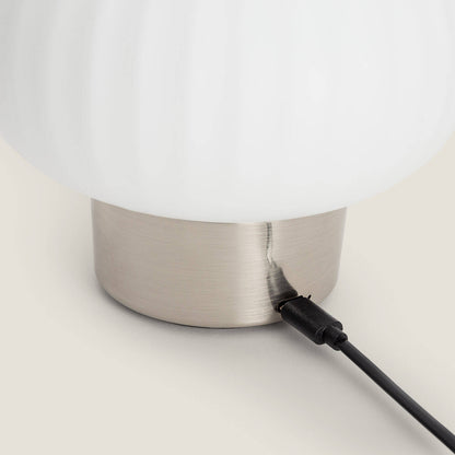 Lámpara de Mesa LED Metal y Cristal Portátil Exterior con Batería USB Recargable Aluzna