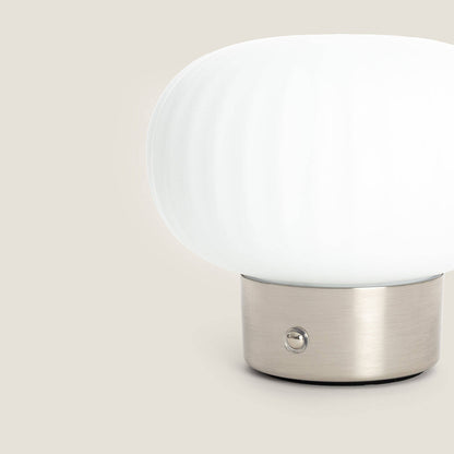 Lámpara de Mesa LED Metal y Cristal Portátil Exterior con Batería USB Recargable Aluzna