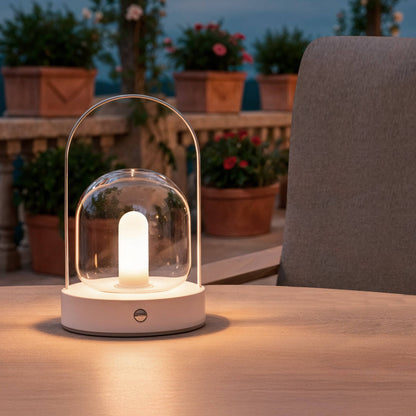 Lámpara de Mesa LED Portátil con Batería USB Recargable Metal y Cristal Olena