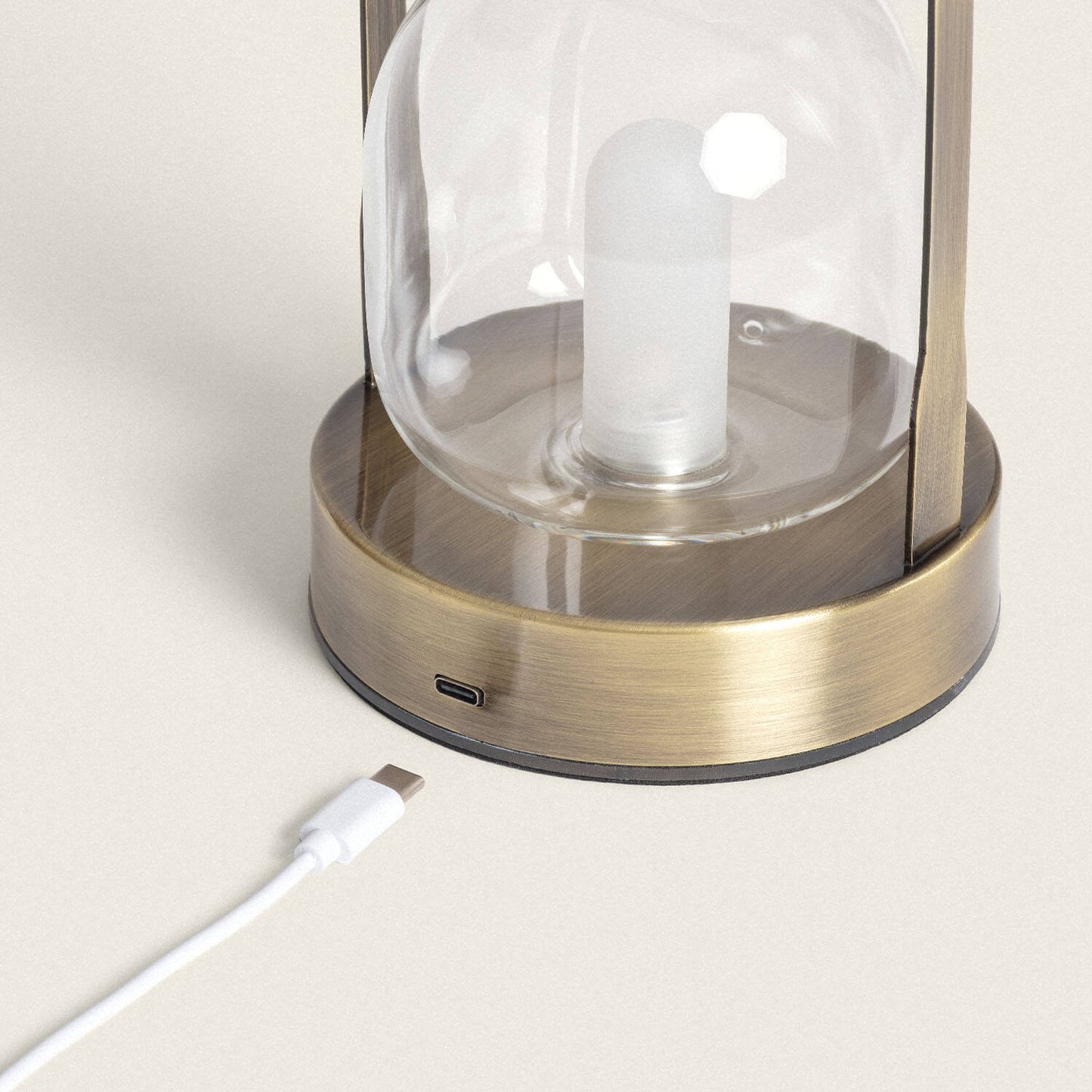 Lámpara de Mesa LED Portátil con Batería USB Recargable Metal y Cristal Olena