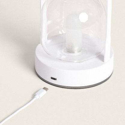 Lámpara de Mesa LED Portátil con Batería USB Recargable Metal y Cristal Olena