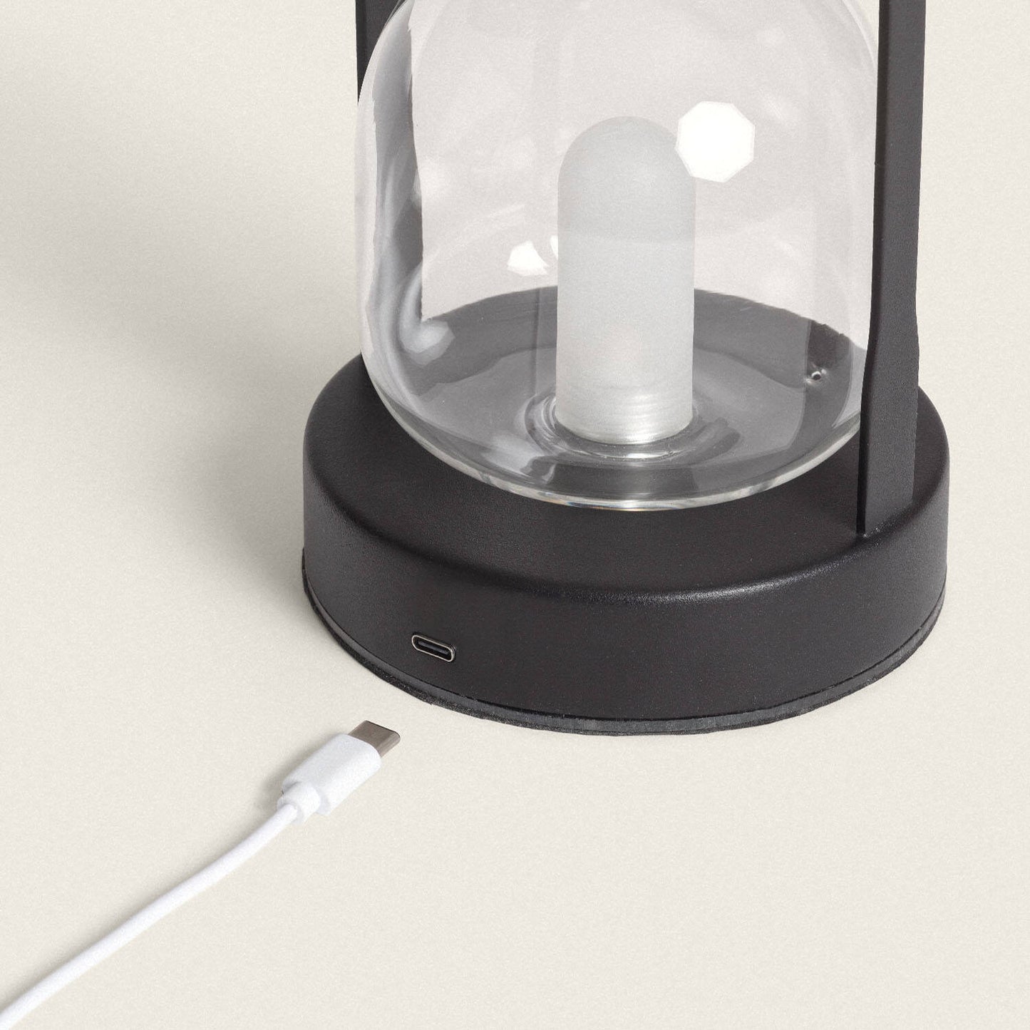 Lámpara de Mesa LED Portátil con Batería USB Recargable Metal y Cristal Olena