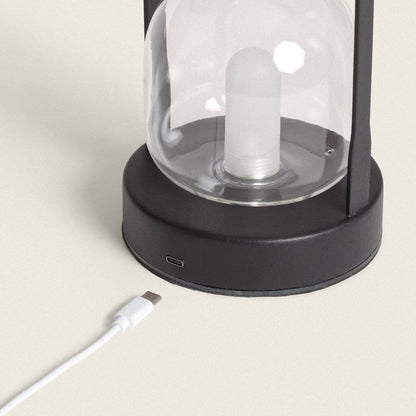 Lámpara de Mesa LED Portátil con Batería USB Recargable Metal y Cristal Olena