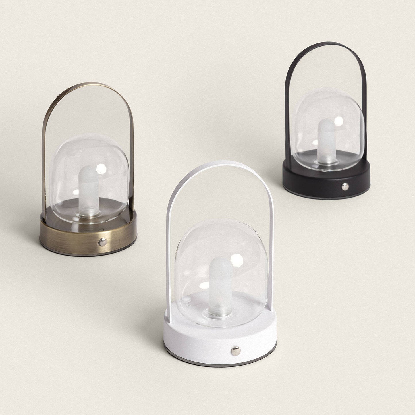 Lámpara de Mesa LED Portátil con Batería USB Recargable Metal y Cristal Olena