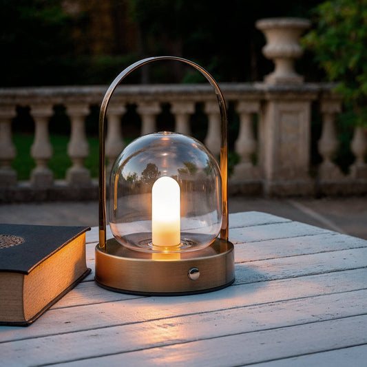Lámpara de Mesa LED Portátil con Batería USB Recargable Metal y Cristal Olena