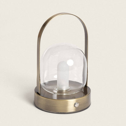 Lámpara de Mesa LED Portátil con Batería USB Recargable Metal y Cristal Olena