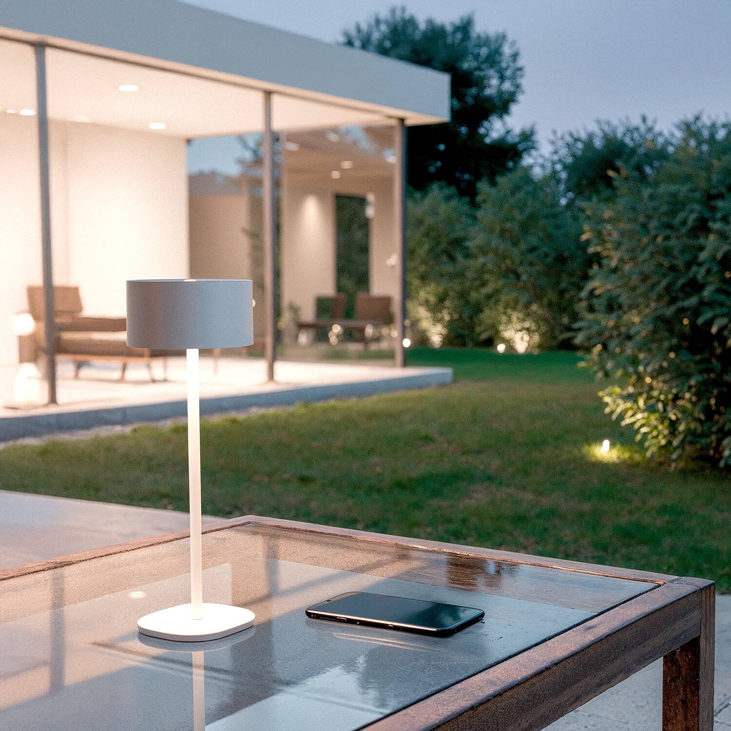 Lámpara de Mesa LED Portátil Exterior con Batería USB Recargable Metal Mounka Square
