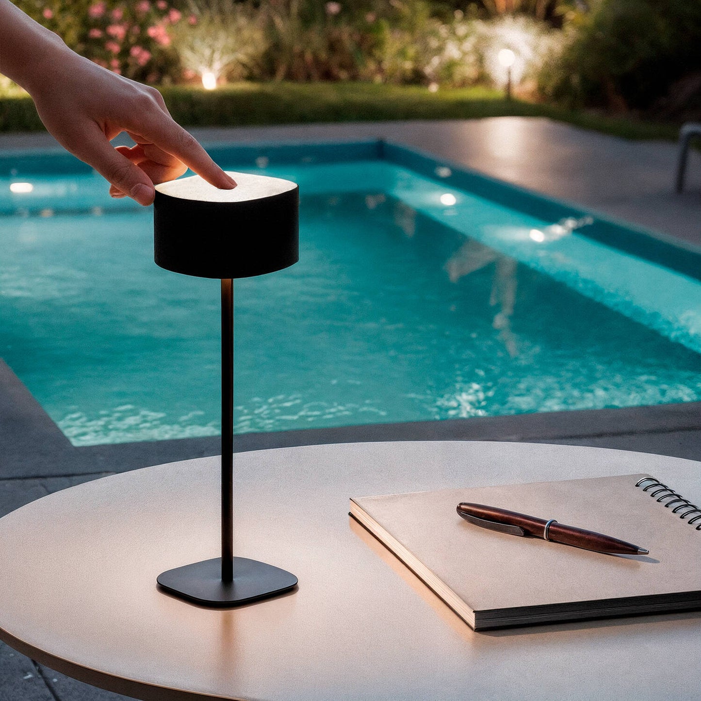 Lámpara de Mesa LED Portátil Exterior con Batería USB Recargable Metal Mounka Square