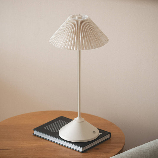 Lámpara de Mesa LED Portátil Metal y Lino con Batería USB Recargable Denwa