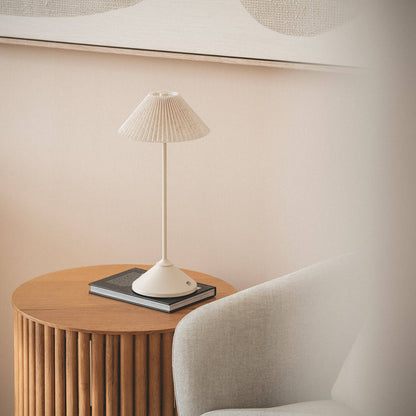 Lámpara de Mesa LED Portátil Metal y Lino con Batería USB Recargable Denwa
