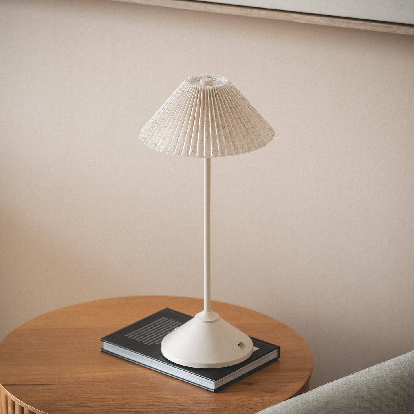 Lámpara de Mesa LED Portátil Metal y Lino con Batería USB Recargable Denwa