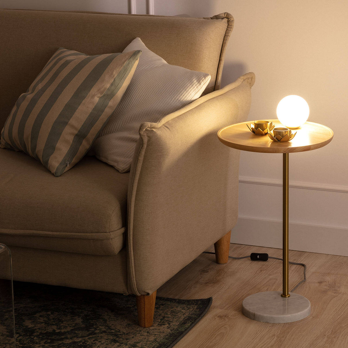 Lámpara de Mesa Madera y Cristal Brandt