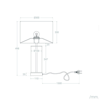 Lámpara de Mesa Metal y Cristal Malta con Interruptor táctil