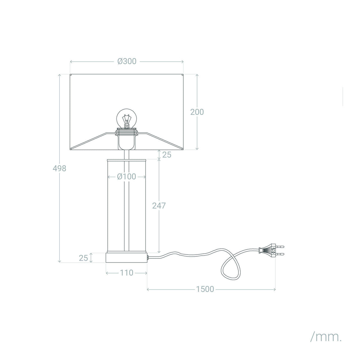 Lámpara de Mesa Metal y Cristal Malta con Interruptor táctil