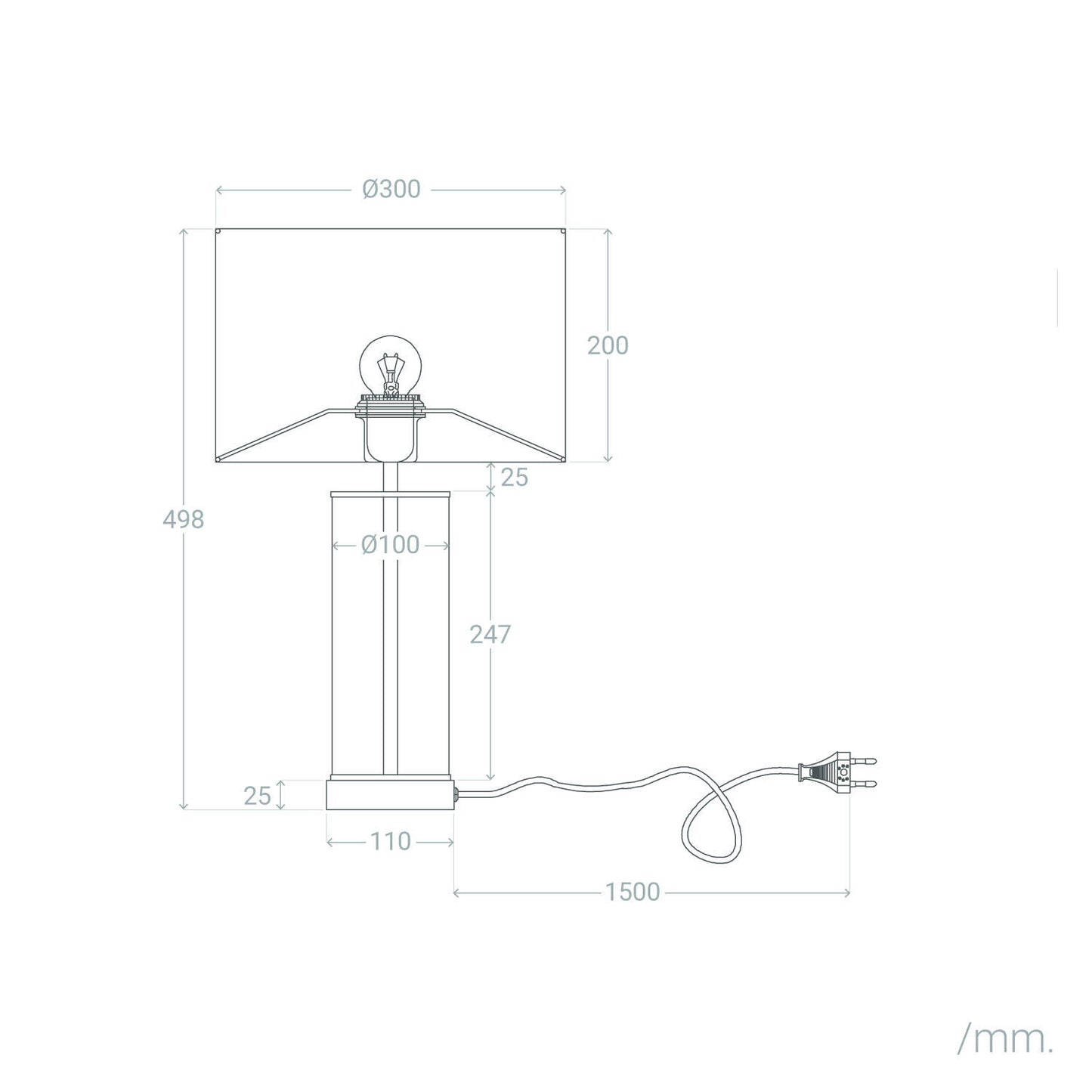 Lámpara de Mesa Metal y Cristal Malta con Interruptor táctil