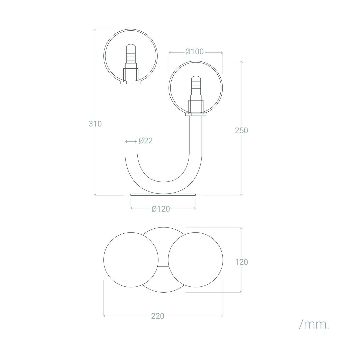 Lámpara de Mesa Metal y Cristal Zeina