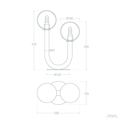 Lámpara de Mesa Metal y Cristal Zeina