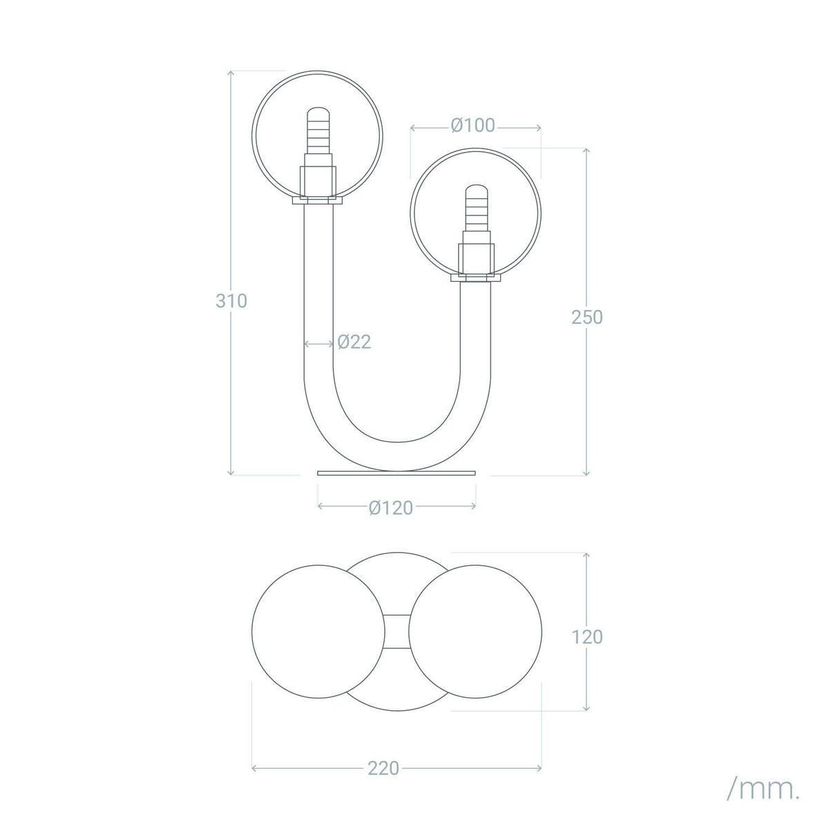 Lámpara de Mesa Metal y Cristal Zeina