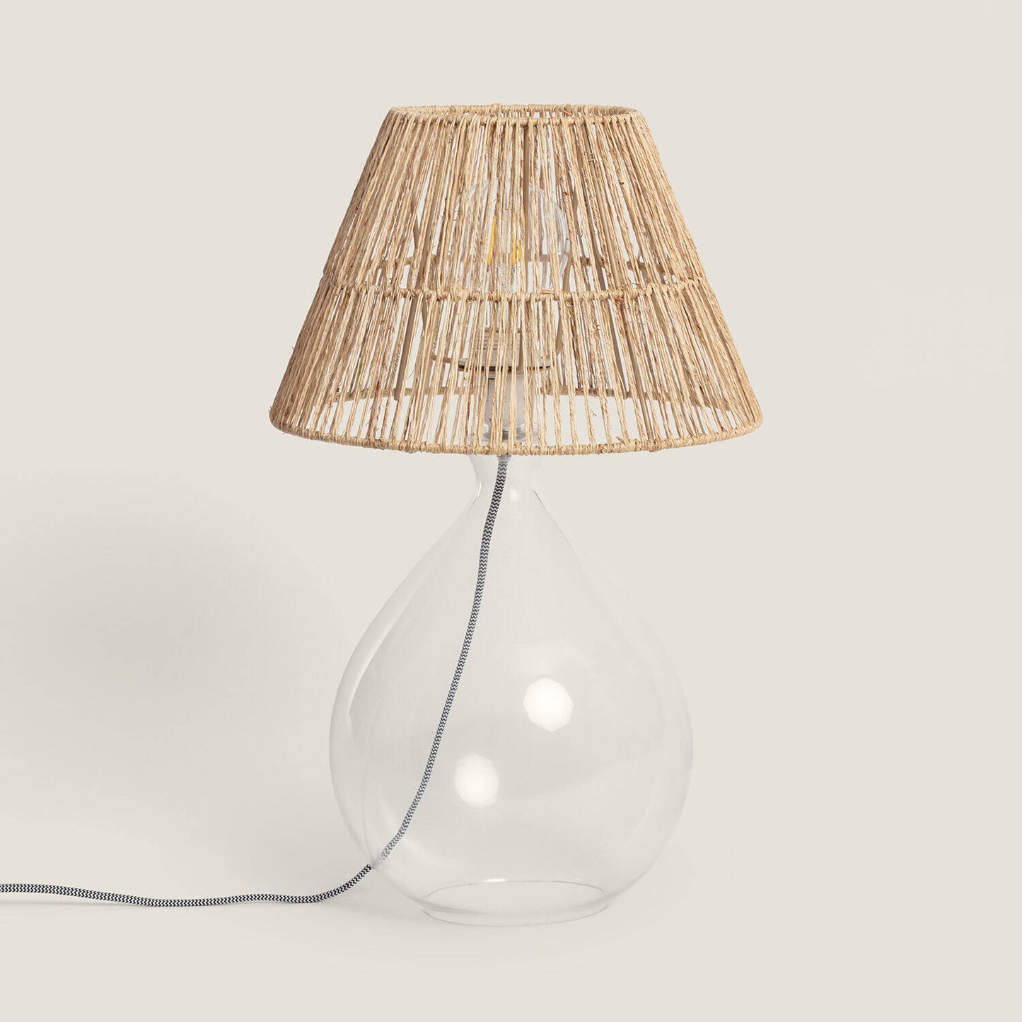 Lámpara de Mesa Yute y Cristal Aurora