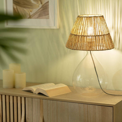 Lámpara de Mesa Yute y Cristal Aurora