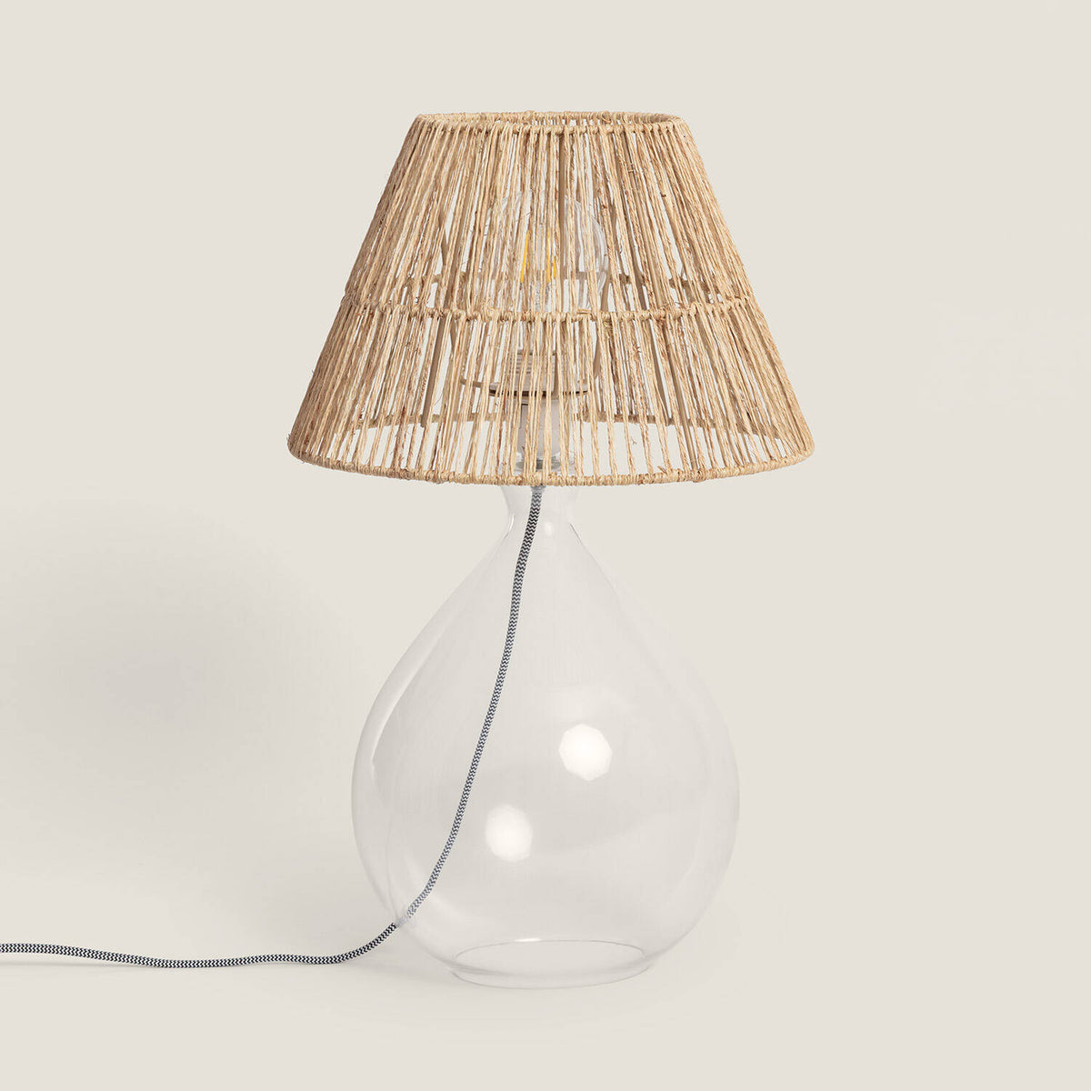 Lámpara de Mesa Yute y Cristal Aurora