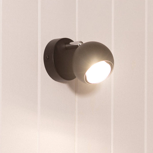 Lámpara de Pared Aluminio Orientable 1 Foco Negro Ates