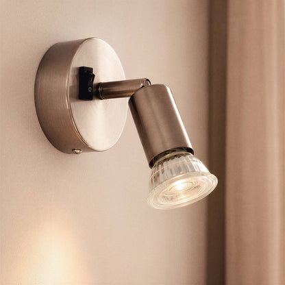 Lámpara de Pared Aluminio Orientable con Interruptor 1 Foco Oasis Plata