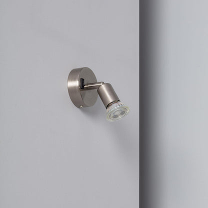 Lámpara de Pared Aluminio Orientable con Interruptor 1 Foco Oasis Plata