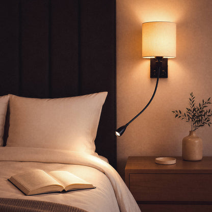 Lámpara de Pared con Luz de Lectura 2.5W Metal Black-Kianga