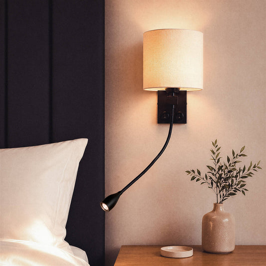 Lámpara de Pared con Luz de Lectura 2.5W Metal Black-Kianga