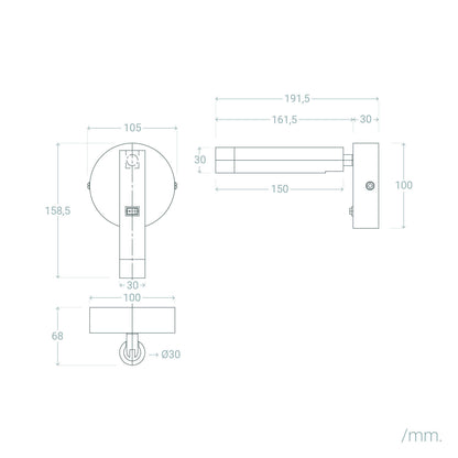 Lámpara de Pared con Luz de Lectura LED 2.5W Metal y Puerto USB Gazny