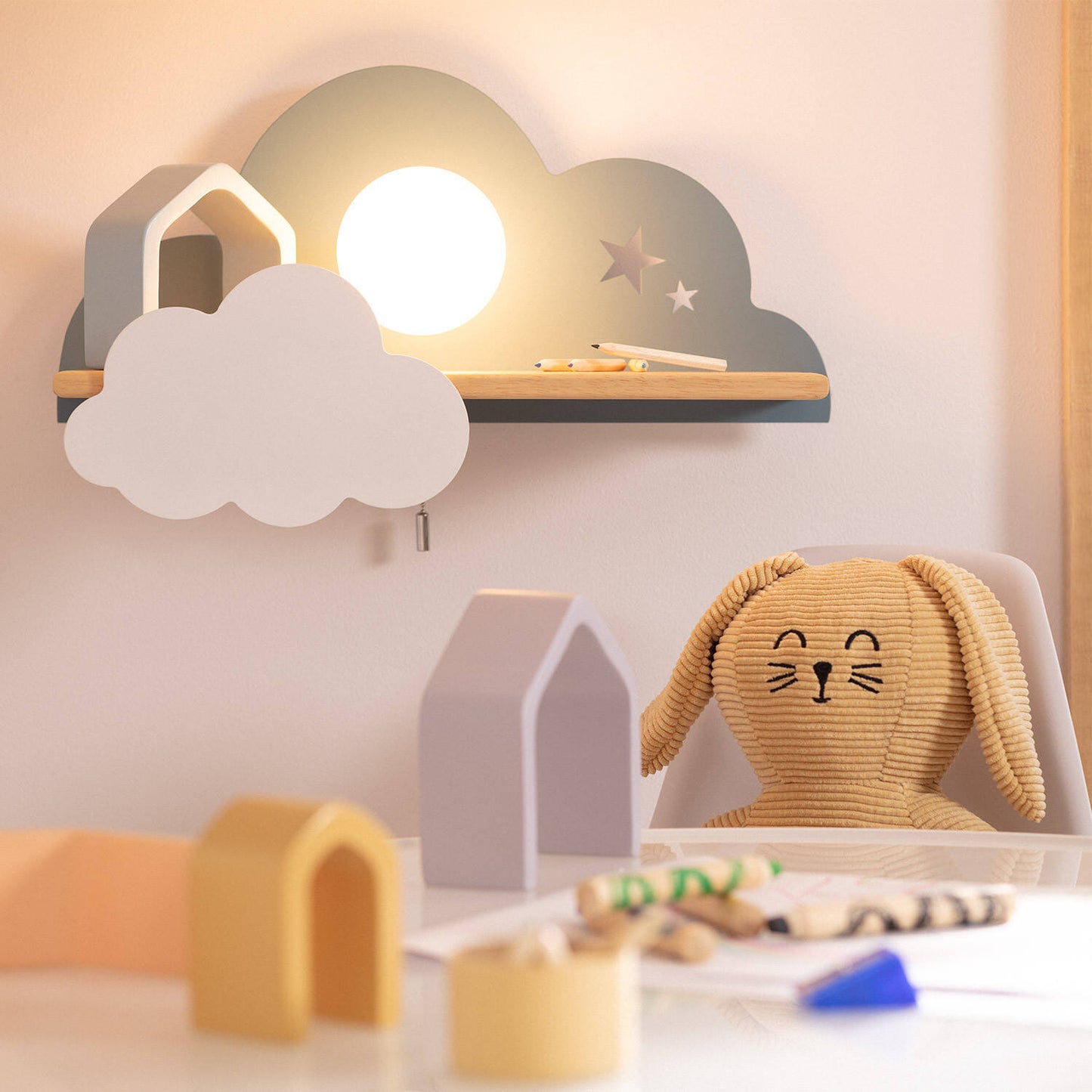 Lámpara de Pared de Madera y Metal Infantil Mahina