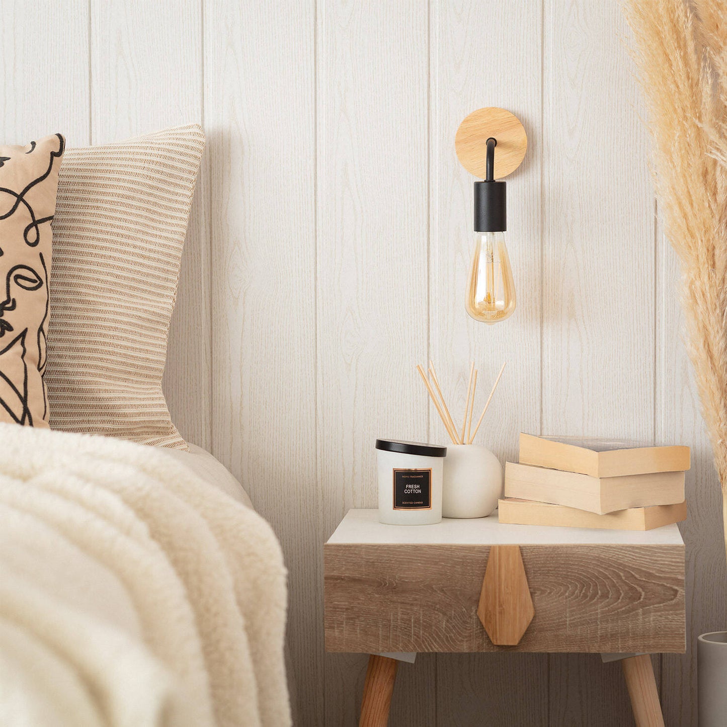 Lámpara de Pared de Madera y Metal Jedali