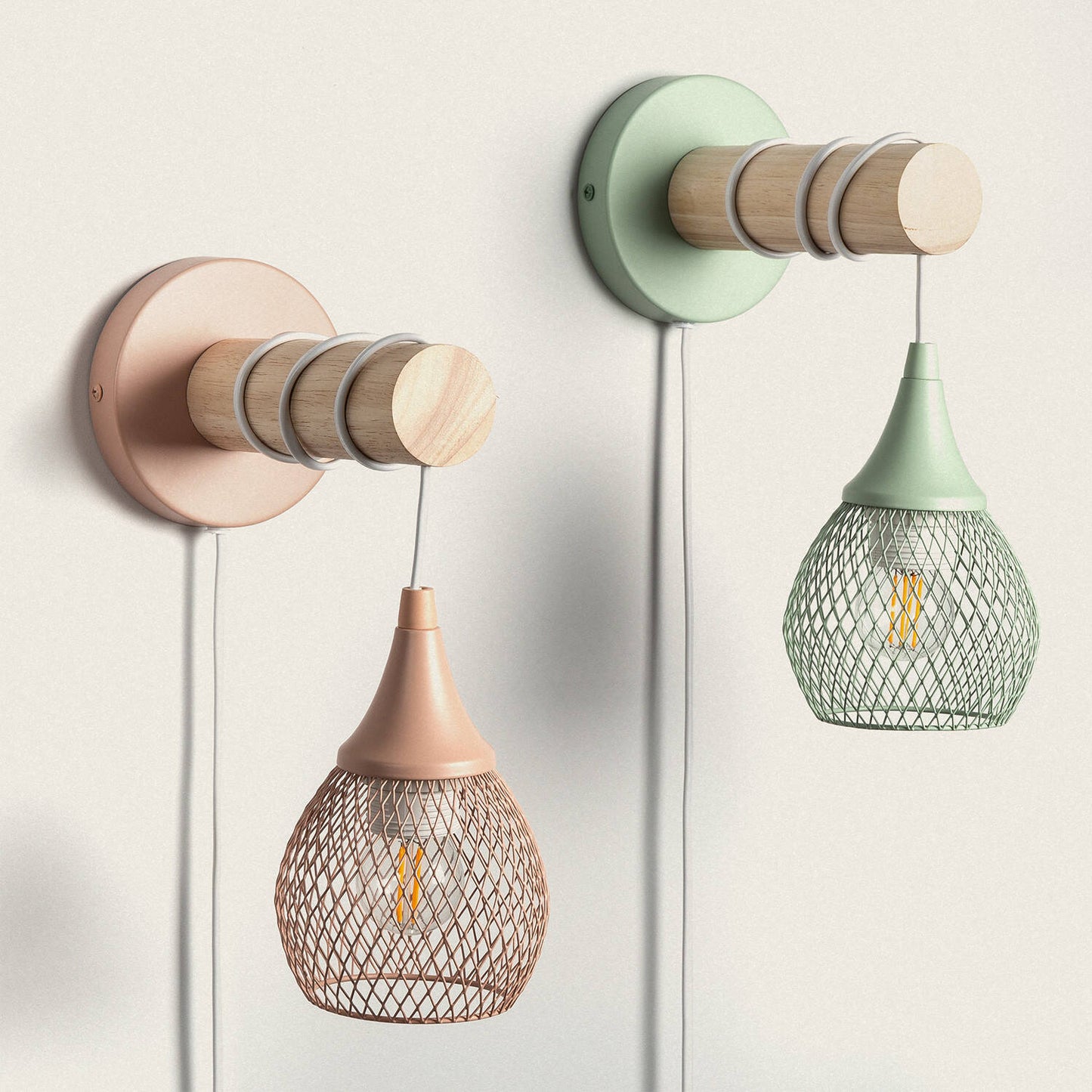 Lámpara de Pared de Madera y Metal Monah